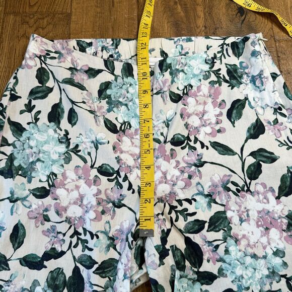J Jill Linen Stretch High Rise Tapered Straight Floral Pants Womens Medium - Picture 4 of 8